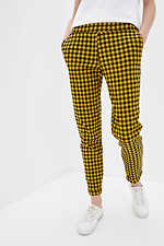 ZOLI bawełniane spodnie ze średnim stanem w żółto-czarną kratkę Garne 3037246 zdjęcie №1