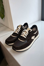 Schokoladenbraune Damen-Sneaker aus einer Kombination von Leder und Wildleder. 4206246 Foto №7