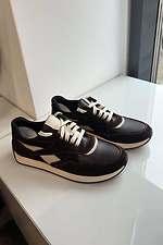 Schokoladenbraune Damen-Sneaker aus einer Kombination von Leder und Wildleder. 4206246 Foto №9