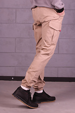 Beżowe spodnie jeansowe męskie bojówki GEN 8000247 zdjęcie №3