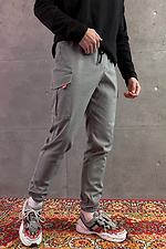 Męskie spodnie cargo z denimu w kolorze szarym GEN 8000248 zdjęcie №1