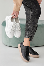Damen-Ledersneaker Frühling-Herbst schwarz 2505249 Foto №2