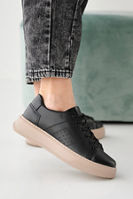 Damen-Ledersneaker Frühling-Herbst schwarz 2505249 Foto №3