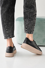 Damen-Ledersneaker Frühling-Herbst schwarz 2505249 Foto №5
