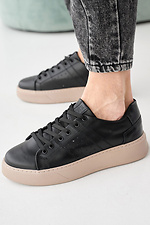 Damen-Ledersneaker Frühling-Herbst schwarz 2505249 Foto №6