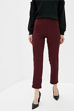 Классические высокие брюки LERA из вискозы бордового цвета с широким поясом Garne 3037250 фото №1