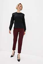 Класичні високі штани LERA з віскози бордового кольору з широким поясом Garne 3037250 фото №2