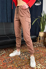 Котонові штани джоггер коричневого кольору на манжетах GEN 8000250 фото №1