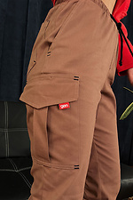 Коттоновые штаны джоггеры коричневого цвета на манжетах GEN 8000250 фото №2