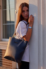 Large blue leatherette shopper bag with long handles GARD 8011250 photo №2
