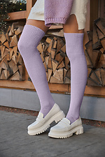 Лавандовые чулки из шерсти мериноса выше колен. M-SOCKS 2040251 фото №4