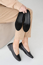 Женские кожаные лоферы весенне-осенние черные  2505251 фото №2