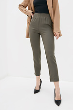 Classic LERA high trousers in khaki viscose with wide belt Garne 3037251 photo №1