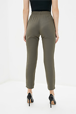 Классические высокие брюки LERA из вискозы цвета хаки с широким поясом Garne 3037251 фото №3