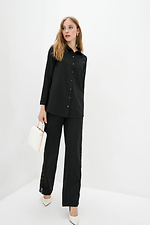 Черные нарядные брюки с кружевными вставками по бокам Garne 3039251 фото №2