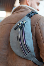 Semicircular bag on a banana belt gray with two pockets Mamakazala 8038251 photo №3