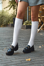 White knee-length merino wool socks. M-SOCKS 2040252 photo №5