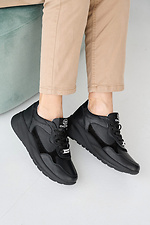 Skórzane sneakersy damskie w kolorze wiosna-jesień w kolorze czarnym  2505252 zdjęcie №3