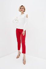 Klasyczne wysokie spodnie LERA z czerwonej wiskozy z szerokim paskiem Garne 3037252 zdjęcie №2