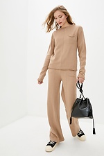 Warmer zweiteiliger Strickanzug in Sandfarbe mit weiter Hose Sewel 4038252 Foto №1