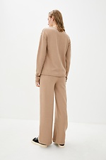 Warm knitted two-piece suit in sand color with wide trousers  4038252 photo №3