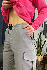 Коттоновые штаны джоггеры серого цвета на манжетах GEN 8000252 фото №3