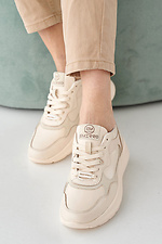 Жіночі кросівки шкіряні весняно-осінні молочні  2505253 фото №2