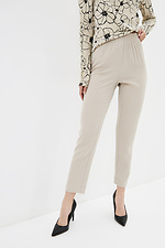 Klasyczne wysokie spodnie LERA w kolorze wiskozy w kolorze beżowym z szerokim paskiem Garne 3037253 zdjęcie №1