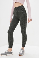 Wool-blend high-rise warm knitted leggings with braids  4038253 photo №1