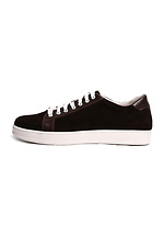Black leather sneakers with white flats with suede inserts  4205253 photo №1