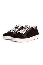 Black leather sneakers with white flats with suede inserts  4205253 photo №2