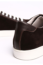 Black leather sneakers with white flats with suede inserts  4205253 photo №3