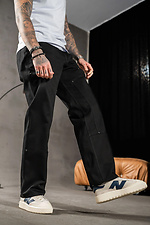 Gerade geschnittene Herren-Baumwollhose Jeans Casual Schwarz Teamv 8034253 Foto №2