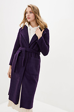 Fioletowy płaszcz kaszmirowy ELEN pod paskiem z dużymi kieszeniami Garne 3037254 zdjęcie №1