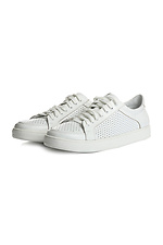 White Hollow Out Leather Flat Sneakers  4205254 photo №2