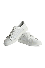 White Hollow Out Leather Flat Sneakers  4205254 photo №3
