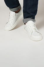 White Hollow Out Leather Flat Sneakers  4205254 photo №4