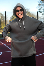 Men's warm oversized hoodie with print MASSCULT Dark olive Teamv 8034254 photo №4