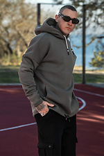 Men's warm oversized hoodie with print MASSCULT Dark olive Teamv 8034254 photo №5