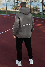 Men's warm oversized hoodie with print MASSCULT Dark olive Teamv 8034254 photo №6