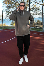 Men's warm oversized hoodie with print MASSCULT Dark olive Teamv 8034254 photo №7