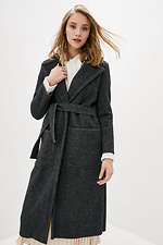 Серое кашемировое пальто ELEN под пояс с большими карманами Garne 3037256 фото №1