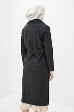 Серое кашемировое пальто ELEN под пояс с большими карманами Garne 3037256 фото №4