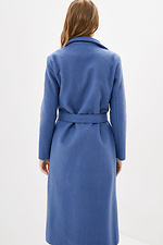 Синє кашемірове пальто ELEN під пояс з великими кишенями Garne 3037257 фото №4