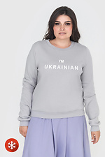 Warm printed "I'm Ukrainian" sweatshirt in gray color Garne 9001257 photo №1