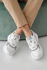 Women's leather sneakers spring-autumn white 2505258 photo №2