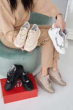 Skórzane sneakersy damskie w kolorze wiosna-jesień w kolorze białym  2505258 zdjęcie №3
