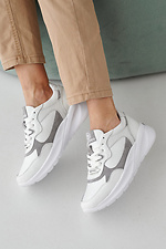 Skórzane sneakersy damskie w kolorze wiosna-jesień w kolorze białym  2505258 zdjęcie №5