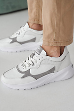 Skórzane sneakersy damskie w kolorze wiosna-jesień w kolorze białym  2505258 zdjęcie №7