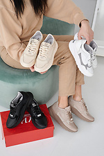 Women's leather sneakers spring-autumn beige 2505259 photo №3